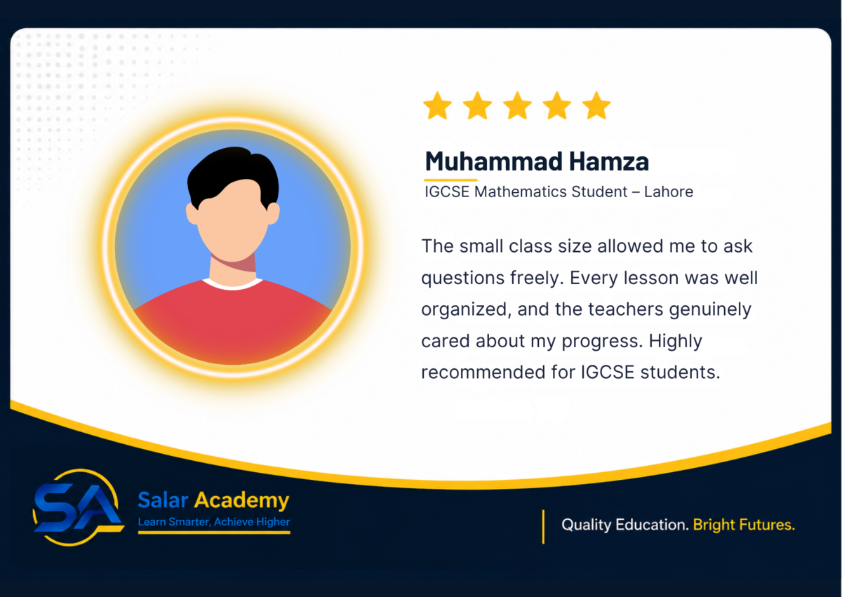 Testimonial from Muhammad Hamza from Lahore, Salar Academy student parent